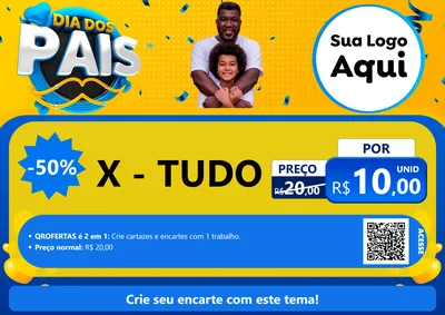 Modelo de Cartaz para Cartaz A4 Horizontal com o tema Dia dos Pais para Hamburgueria