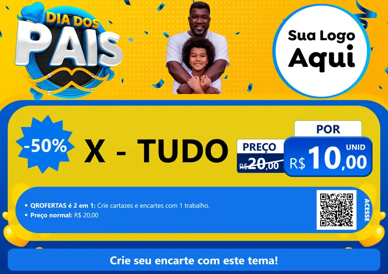 Modelo de Cartaz para Cartaz A4 Horizontal com o tema Dia dos Pais para Hamburgueria