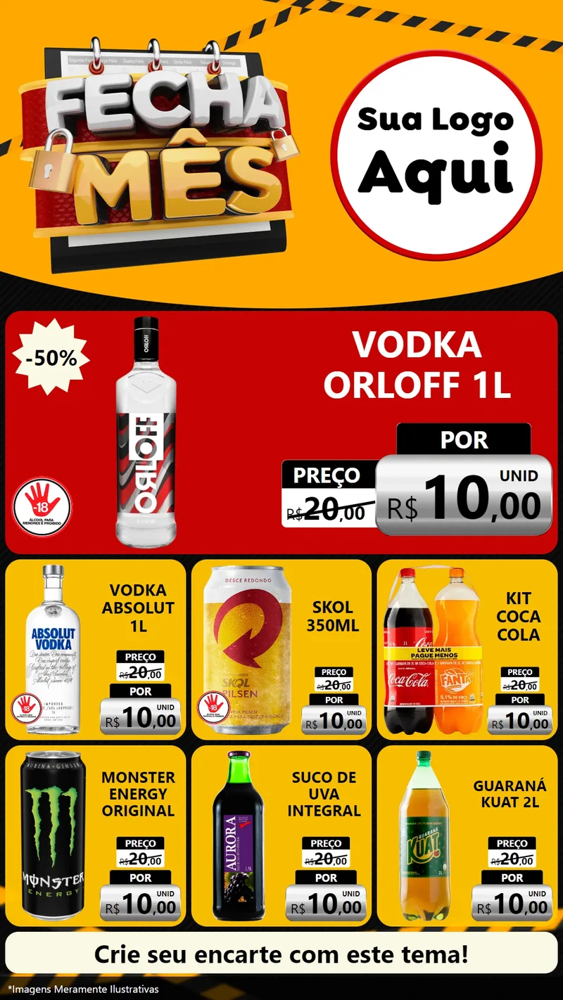 Modelo de Rede Social para Stories com o tema Fecha Mês para Distribuidora de bebidas