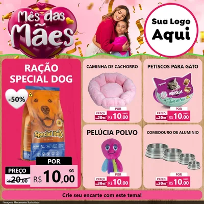 Modelo de Rede Social para Feed Facebook com o tema Mês das Mães para Pet Shop