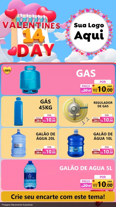 Modelo de TV para TV Vertical com o tema Valentine's Day para Água e gás