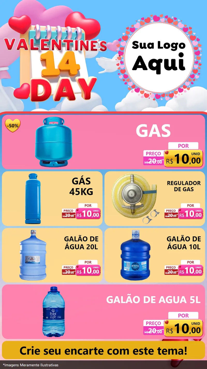 Modelo de TV para TV Vertical com o tema Valentine's Day para Água e gás