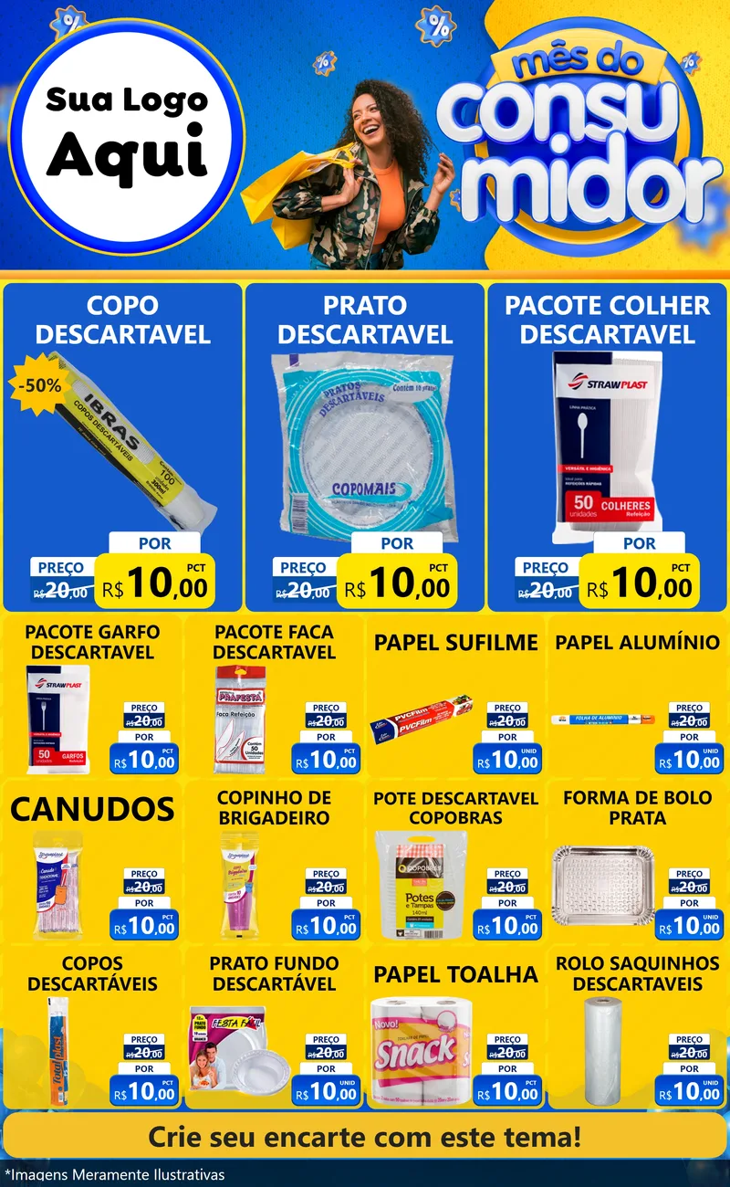 Modelo de Encarte para Encarte Grande com o tema Mês do Consumidor para Embalagens