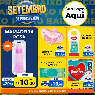 Modelo de Rede Social para Feed Facebook com o tema Setembro De Preço Baixo para Bebês