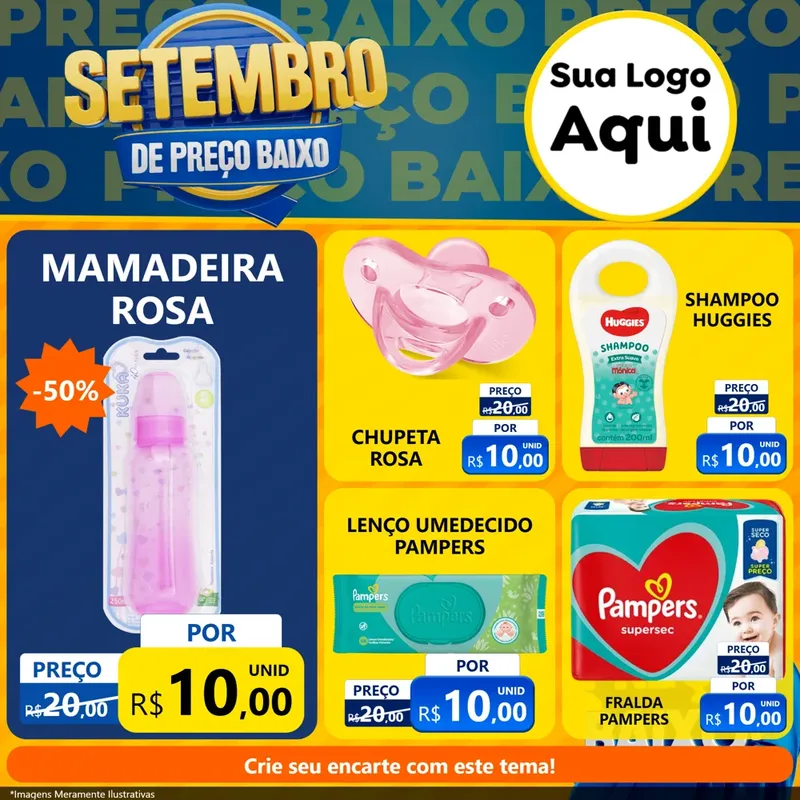 Modelo de Rede Social para Feed Facebook com o tema Setembro De Preço Baixo para Bebês