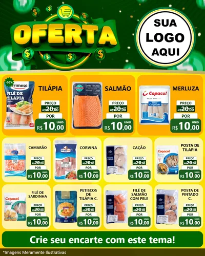 Modelo de Rede Social para Feed Instagram com o tema Oferta para Peixaria