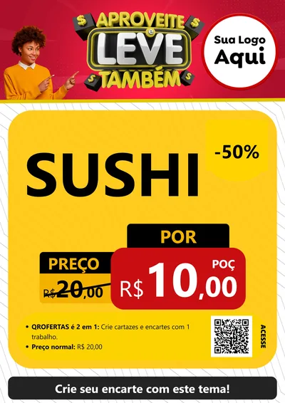 Modelo de Cartaz para Cartaz A4 Vertical com o tema Aproveite e Leve Também para Comida japonesa
