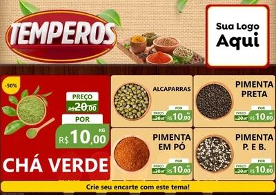 Modelo de Encarte para Encarte A4 Horizontal com o tema Temperos para Produtos Naturais
