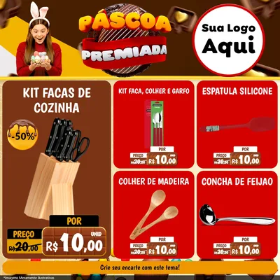 Modelo de Rede Social para Feed Facebook com o tema Páscoa Premiada para Utilidades Domésticas