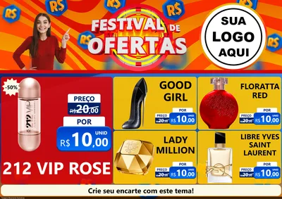 Modelo de Encarte para Encarte A4 Horizontal com o tema Festival de Ofertas para Perfumes