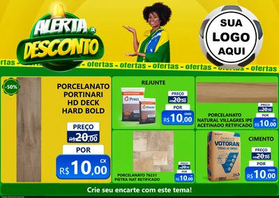 Modelo de Encarte para Encarte A4 Horizontal com o tema Alerta de Desconto para Pisos e revestimentos