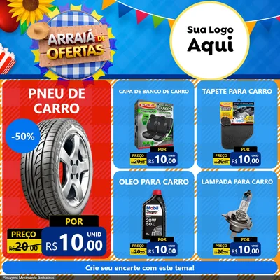 Modelo de Rede Social para Feed Facebook com o tema Arraiá de Ofertas para Auto peças