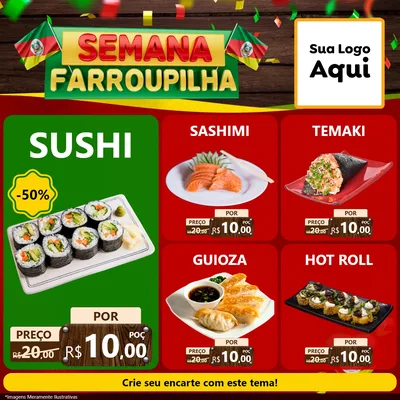 Modelo de Rede Social para Feed Facebook com o tema Semana Farroupilha para Comida japonesa