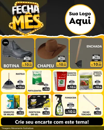 Modelo de Rede Social para Feed Instagram com o tema Fecha Mês para Agropecuária