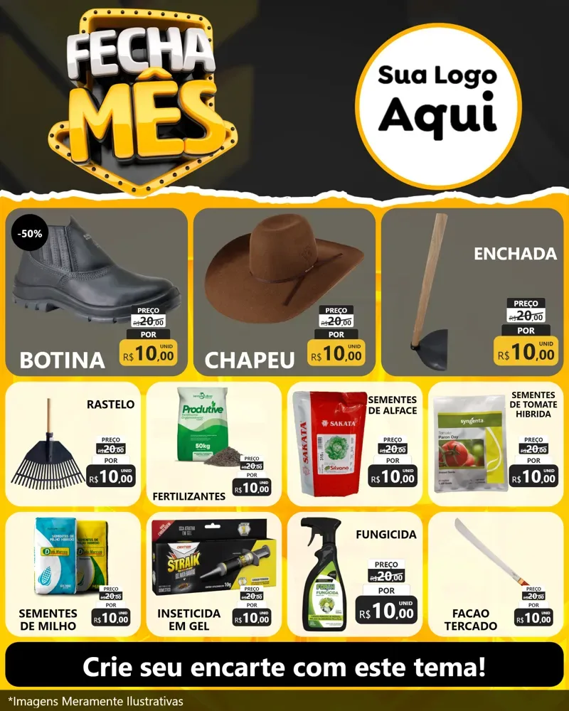 Modelo de Rede Social para Feed Instagram com o tema Fecha Mês para Agropecuária