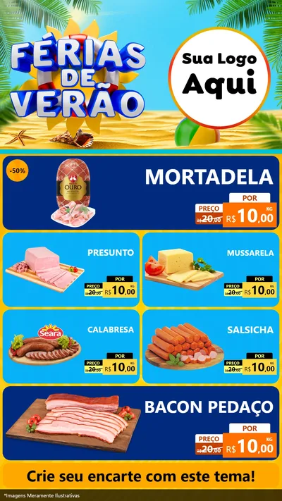 Modelo de TV para TV Vertical com o tema Férias de Verão para Frios e Laticínios