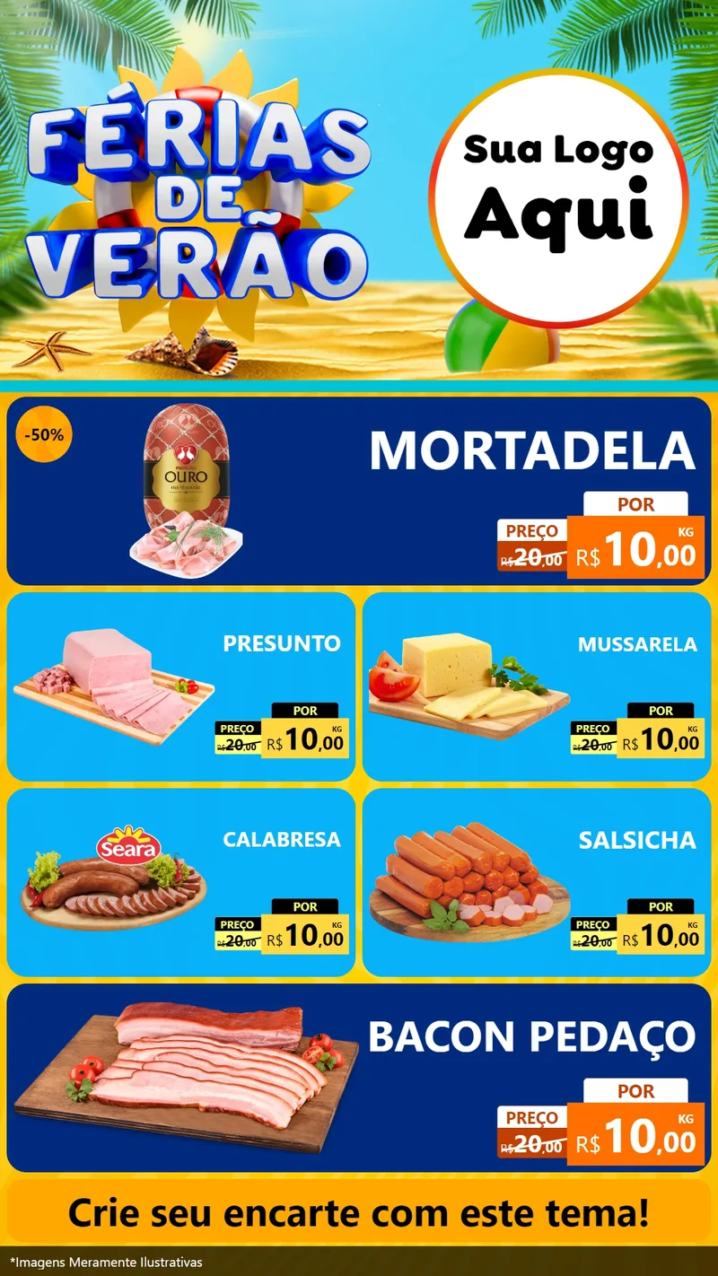 Modelo de TV para TV Vertical com o tema Férias de Verão para Frios e Laticínios
