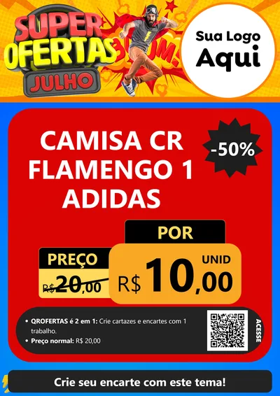 Modelo de Cartaz para Cartaz A4 Vertical com o tema Super Ofertas Julho para Roupas e acessórios