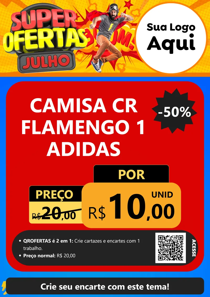 Modelo de Cartaz para Cartaz A4 Vertical com o tema Super Ofertas Julho para Roupas e acessórios