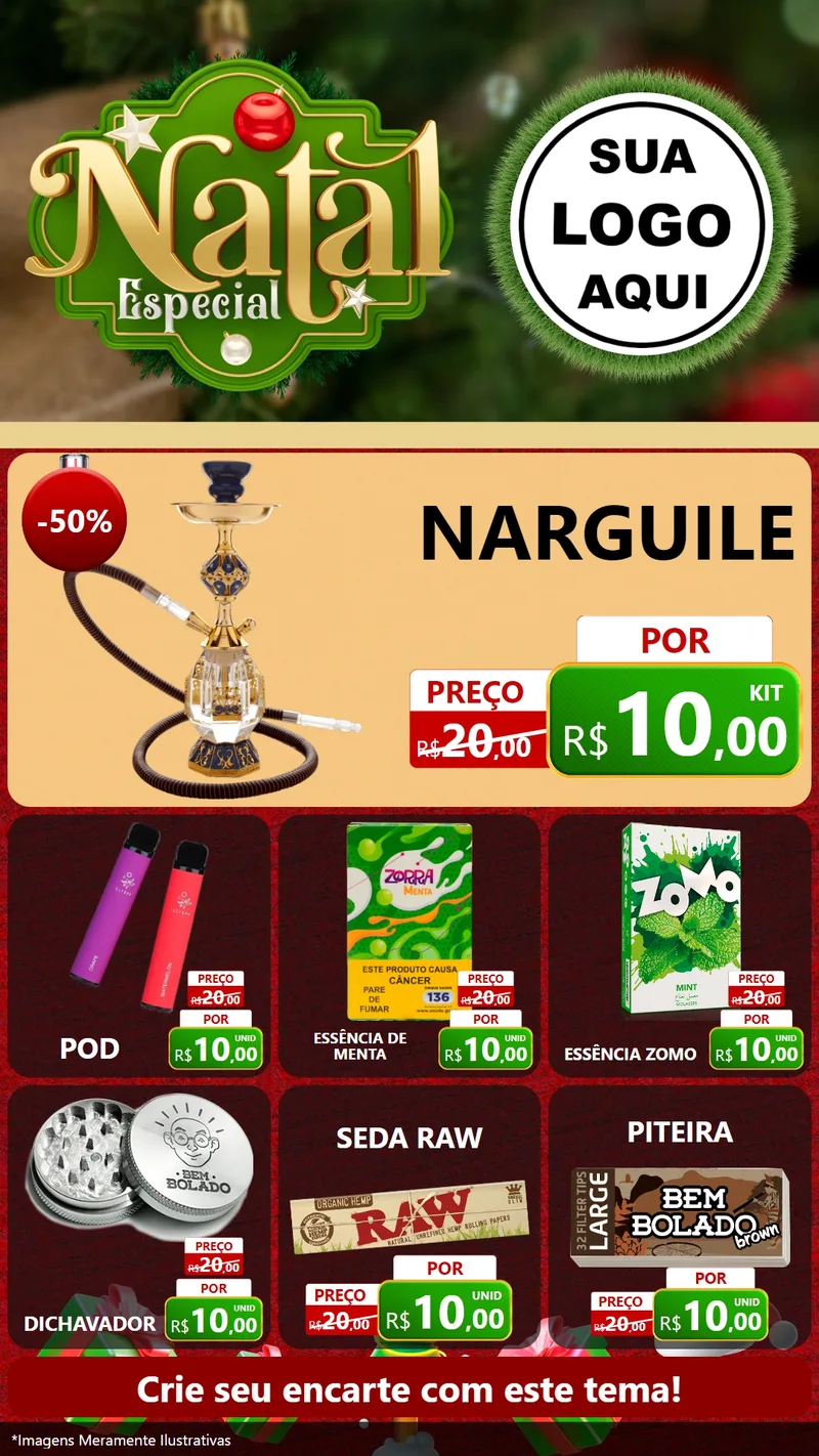 Modelo de Rede Social para Stories com o tema Natal Especial para Tabacaria