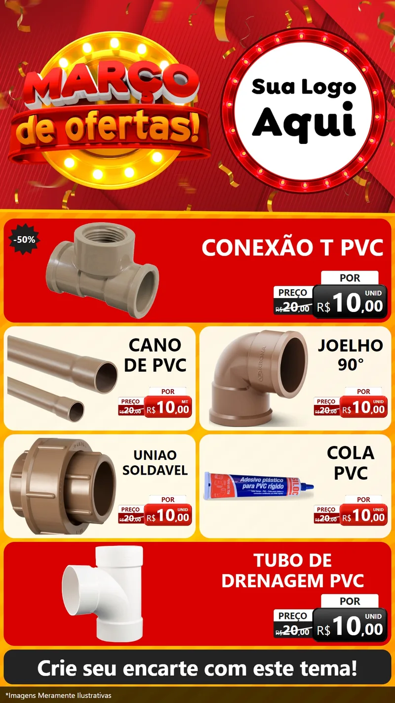 Modelo de TV para TV Vertical com o tema Março de Ofertas! para Tubos e conexões