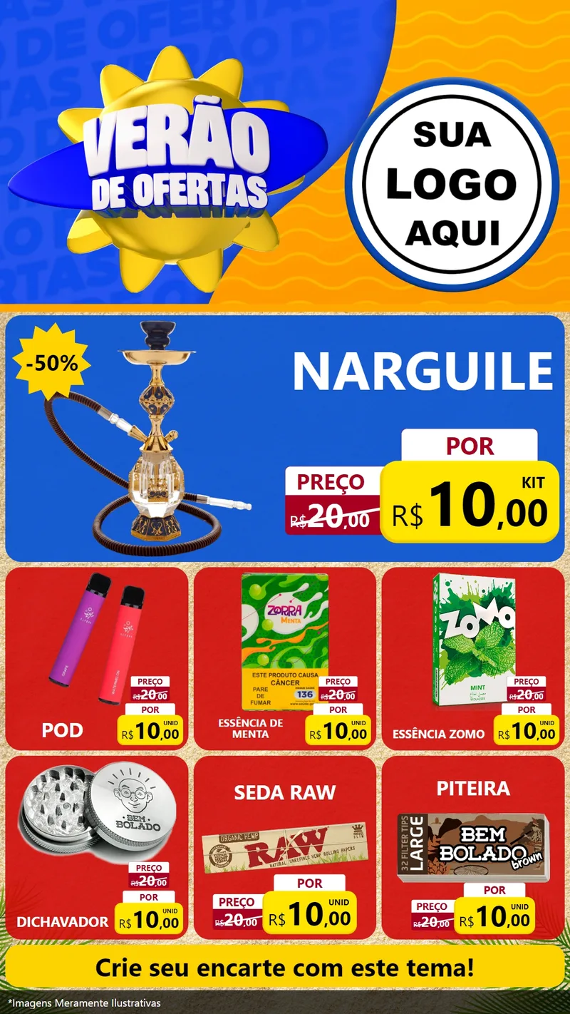 Modelo de Rede Social para Stories com o tema Verão de Ofertas para Tabacaria