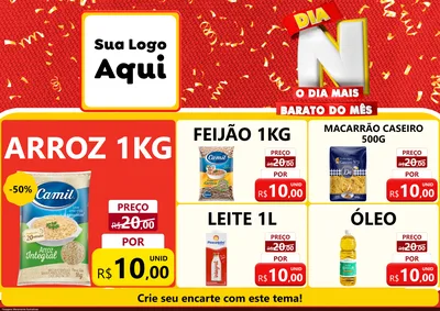 Modelo de Encarte para Encarte A4 Horizontal com o tema Dia N o Dia Mais Barato do Mês para Supermercado