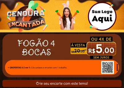 Modelo de Cartaz para Cartaz A4 Horizontal com o tema Cenoura Encantada - Páscoa para Móveis e Eletro