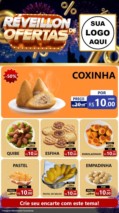 Modelo de Rede Social para Stories com o tema Réveillon de Ofertas para Salgadaria