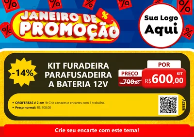 Modelo de Cartaz para Cartaz A4 Horizontal com o tema Janeiro de Promoção para Maquinas e Ferramentas