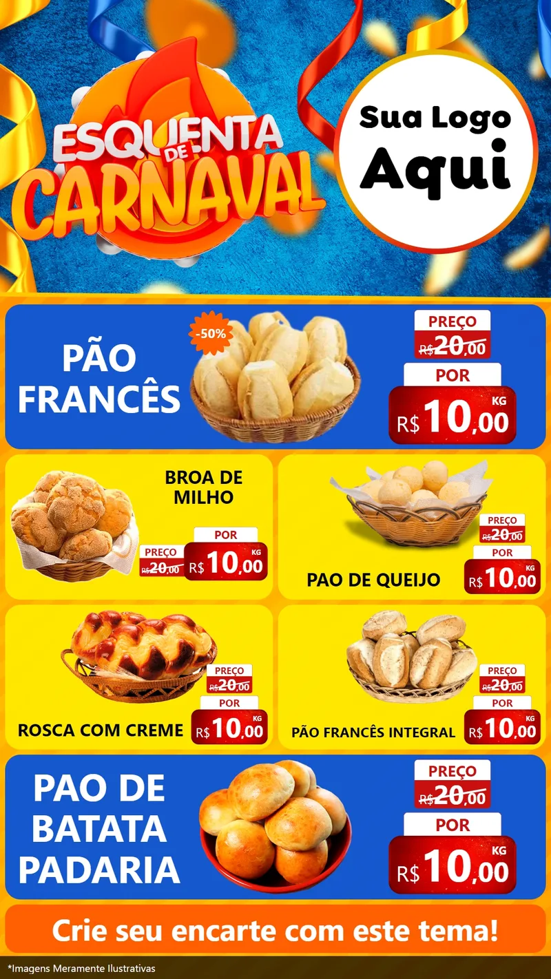 Modelo de TV para TV Vertical com o tema Esquenta de Carnaval para Padaria