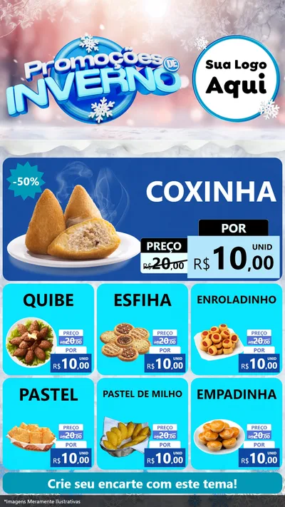 Modelo de Rede Social para Stories com o tema Promoções de Inverno para Salgadaria