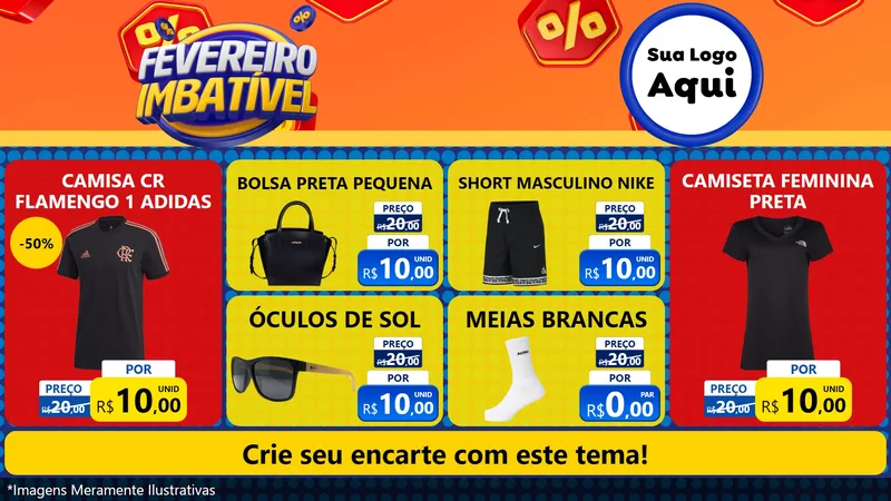 Modelo de TV para TV Horizontal com o tema Fevereiro Imbatível para Roupas e acessórios