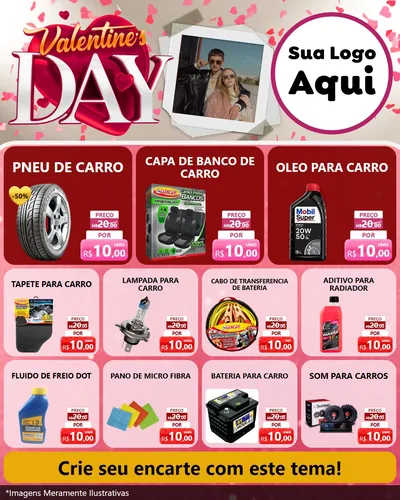 Modelo de Rede Social para Feed Instagram com o tema Valentine's Day para Auto peças