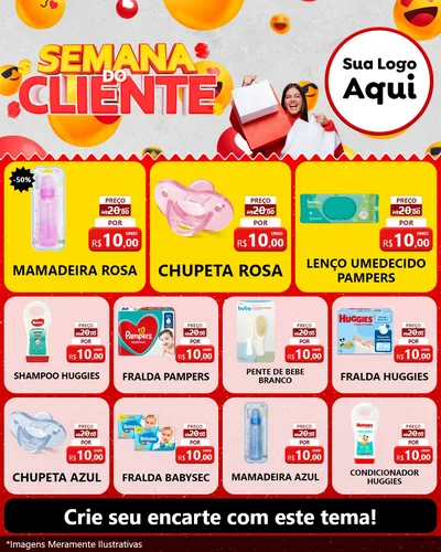 Modelo de Rede Social para Feed Instagram com o tema Semana do Cliente para Bebês