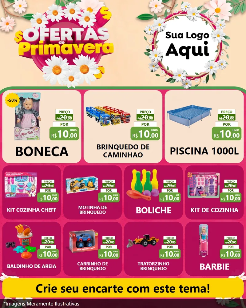 Modelo de Rede Social para Feed Instagram com o tema Ofertas de Primavera para Brinquedos