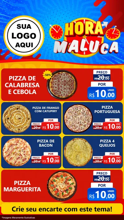 Modelo de TV para TV Vertical com o tema Hora Maluca para Pizzaria