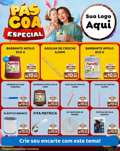 Modelo de Rede Social para Feed Instagram com o tema Páscoa Especial para Armarinho e Aviamentos