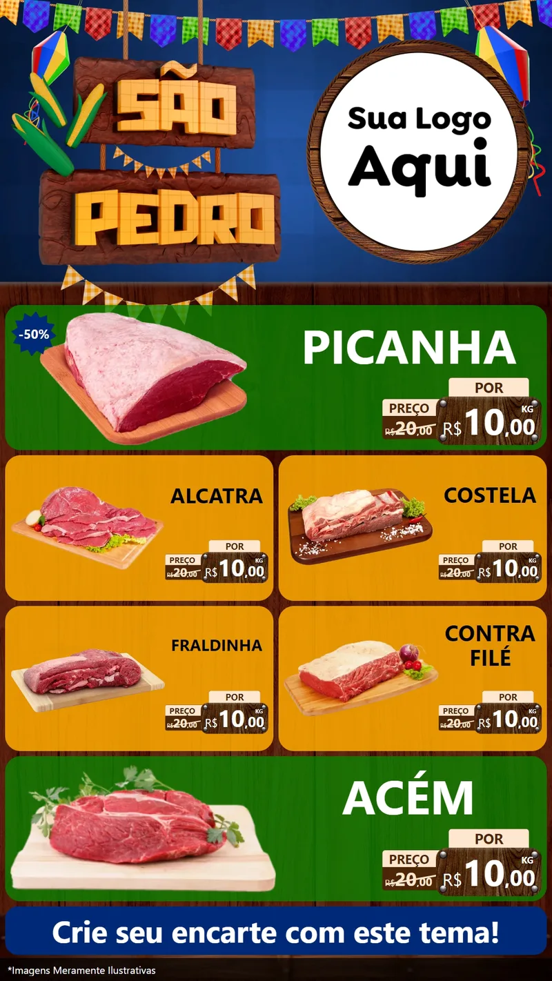 Modelo de TV para TV Vertical com o tema São Pedro para Açougue