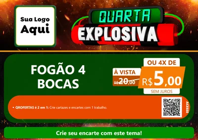 Modelo de Cartaz para Cartaz A4 Horizontal com o tema Quarta Explosiva para Móveis e Eletro
