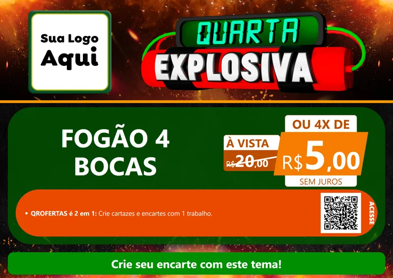 Modelo de Cartaz para Cartaz A4 Horizontal com o tema Quarta Explosiva para Móveis e Eletro