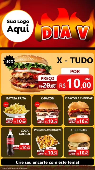 Modelo de Rede Social para Stories com o tema Dia V para Hamburgueria