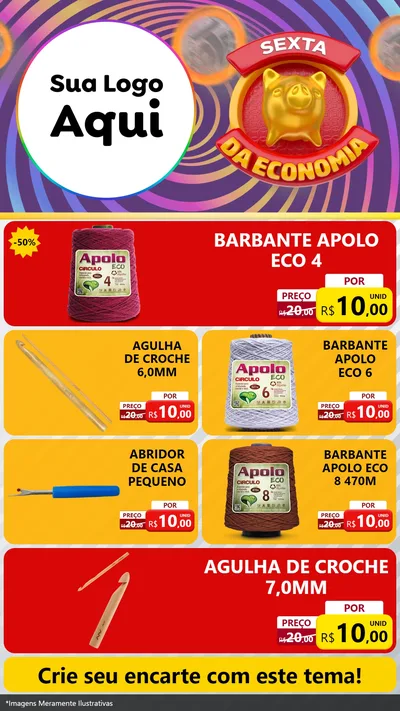Modelo de TV para TV Vertical com o tema Sexta da Economia para Armarinho e Aviamentos