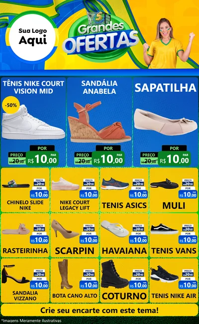 Modelo de Encarte para Encarte Grande com o tema Grandes Ofertas para Calçados
