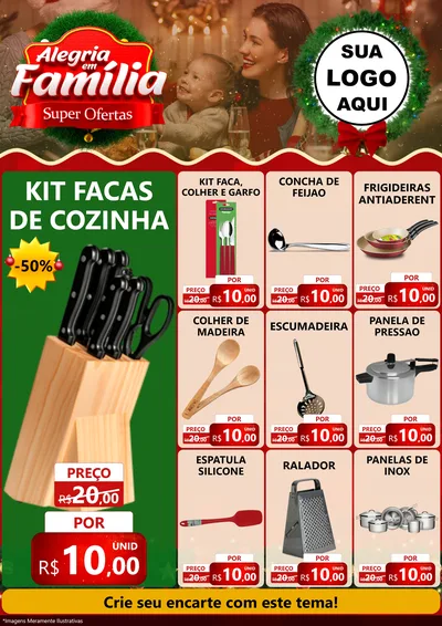 Modelo de Encarte para Encarte A4 Vertical com o tema Alegria Em Família - Super Ofertas para Utilidades Domésticas