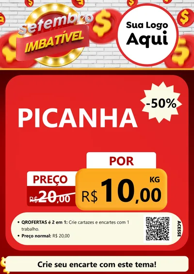 Modelo de Cartaz para Cartaz A4 Vertical com o tema Setembro Imbatível para Açougue