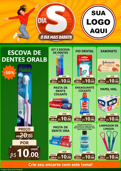 Modelo de Encarte para Encarte A4 Vertical com o tema Dia S - O Dia Mais Barato para Higiene Pessoal