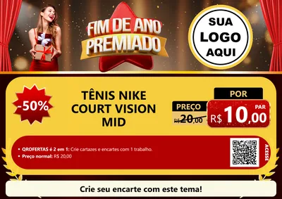 Modelo de Cartaz para Cartaz A4 Horizontal com o tema Fim de Ano Premiado para Calçados