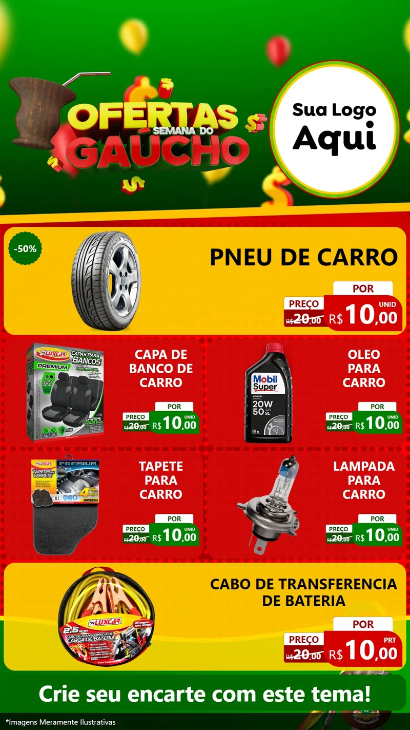 Modelo de TV para TV Vertical com o tema Ofertas Semana Do Gaúcho para Auto peças
