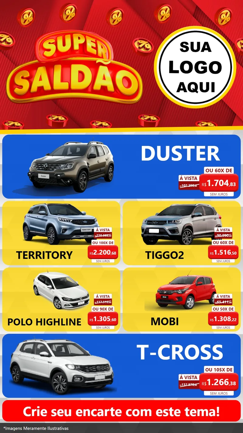 Modelo de TV para TV Vertical com o tema Super Saldão para Concessionaria de Carros